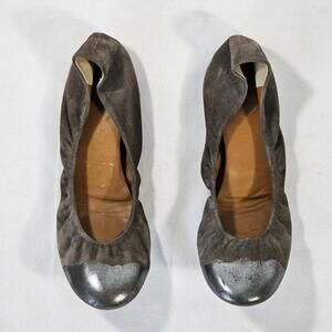 Anthropologie LEIFNOTES Women Size EU 38 US 7 Gray Silver Flats Italian Slipper